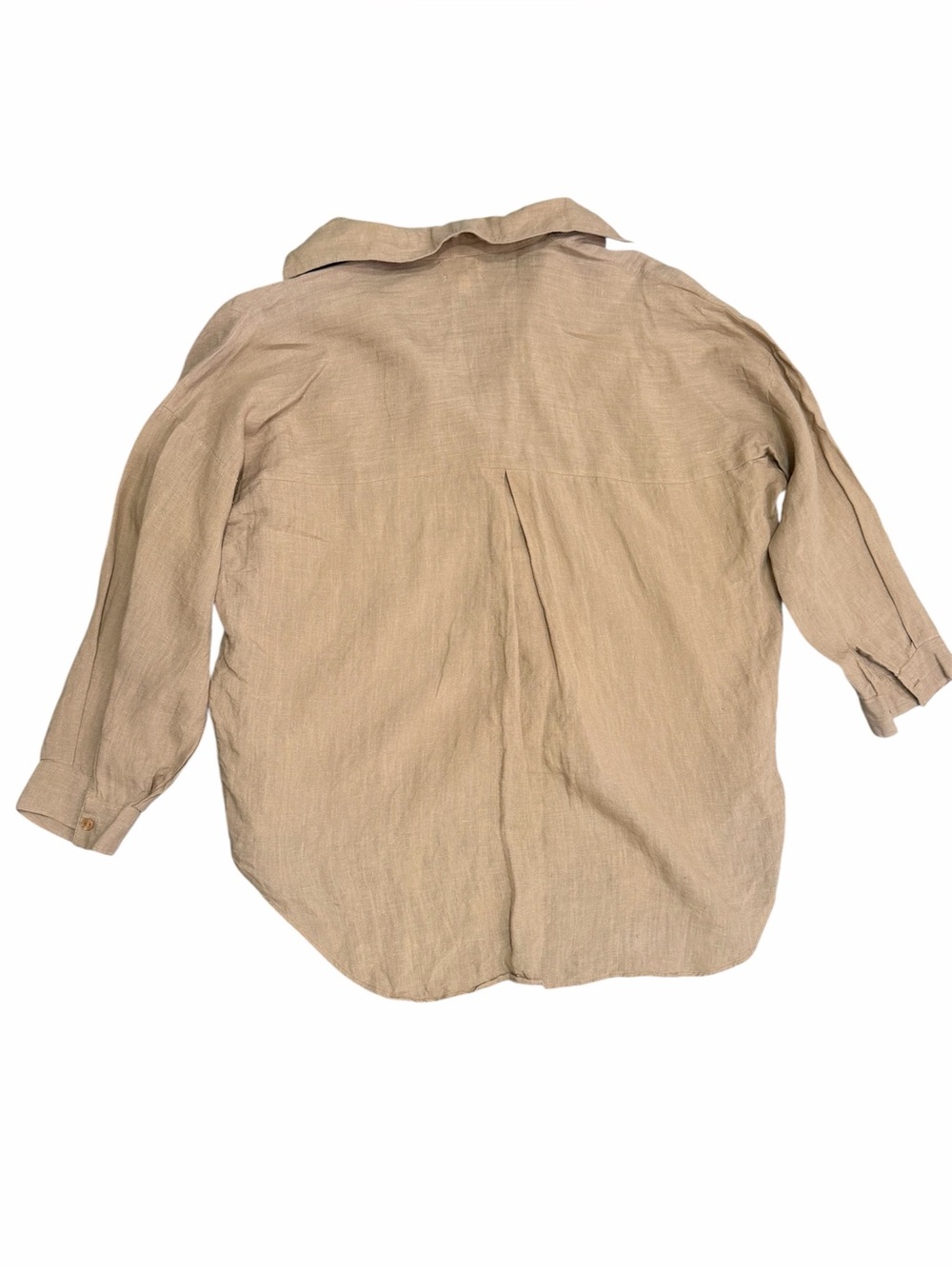 Laude The Label Organic Linen Tunic Top Oversized Beige Taupe Long Sleeve L/XL - Picture 5 of 9